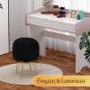 Runlexi Vanity Stool Chair with Storage, Faux Fur Makeup Room