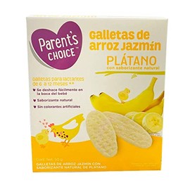 Galletas de arroz Jazmn Baby Parents Choice para bebes, Sin Gluten, Alimentacin Complementaria (Banana)                                               