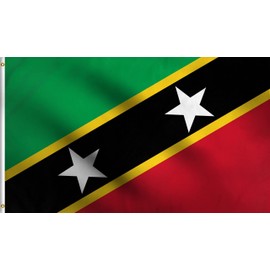 DMSE St. Kitts And Nevis Caribbean Flag 3X5 Ft Foot 100% Polyester 100D Flag UV Resistant (3' x 5' Foot)