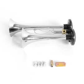 HIGHSOAR 12V/24V Truck Air Horn 150DB Dual Trumpet Horns Kit universal for Car Train Boat
