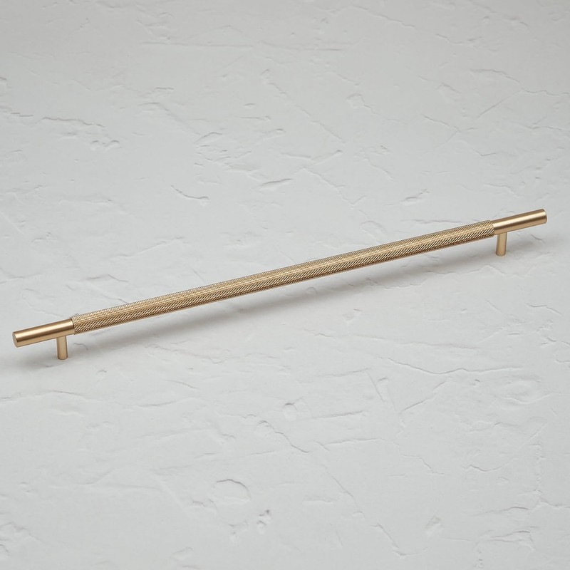 320mm Knurled Brass Bar Handle Rose Gold Champagne Kitchen Cupboard
