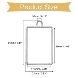 uxcell Open Back Bezel Pendants, 30pcs Rectangular Hollow Frame Charm Geometric Blank Trays for Resin Jewelry Making Casting, Necklaces, Bracelet, DIY Crafts (Silver)
