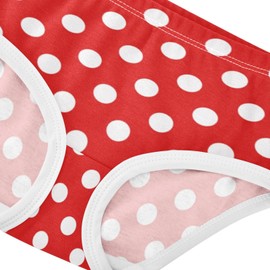 Yclenyo Girl's Cotton Brief Underwear Polka Dot Red Pattern Soft Comfort Girls Panties for 7-8 Years