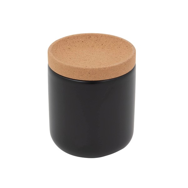 Ceramic and Cork Breathable Garlic Keeper to Allow Air Flow for Freshness, Stackable Space Saving Cork Lid, Natural Cork and Black Ceramic