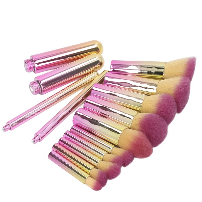 10PCS Travel Makeup Brushes Detachable Handle Powder Brush Set for