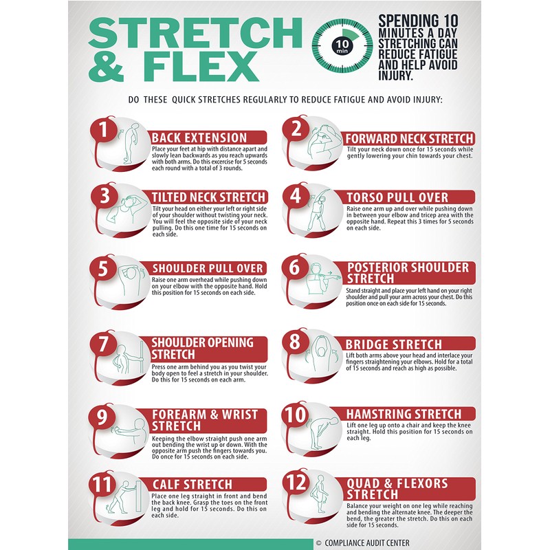 Stretch & Flex Poster Exercise for Workplace Guide Employees Employers