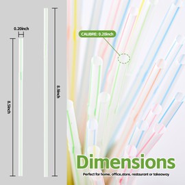 [200 Pack] 8.5" High Flexible Plastic Straws,Bendable Disposable Drinking Straws -Striped Assorted Colors for Home Use Milk Juice Drinks