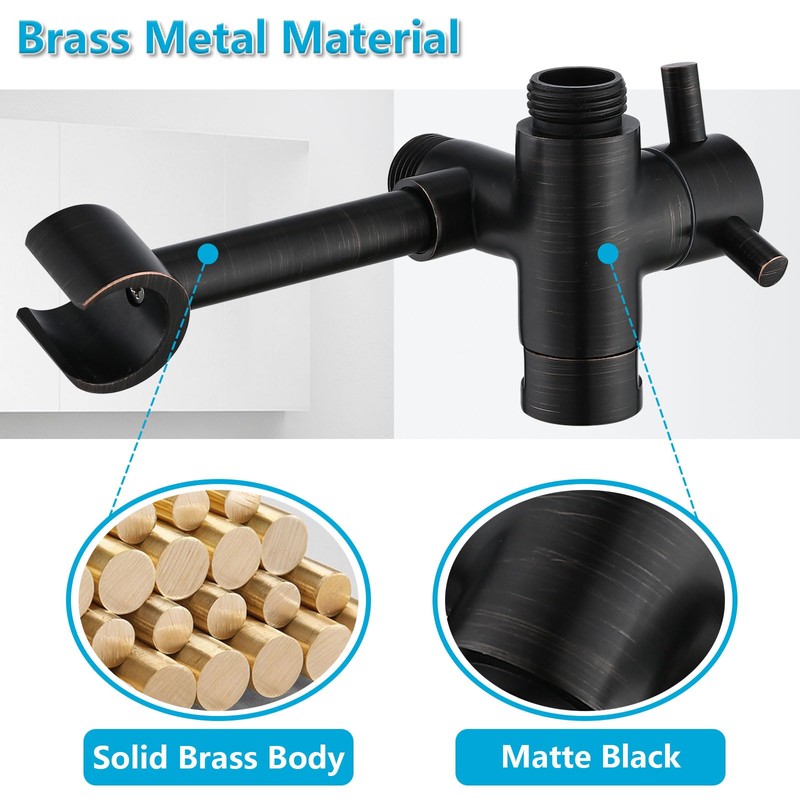 PDPBath Solid Brass Shower Arm 3 Way Shower Diverter Valve