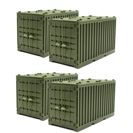 LONESTAR Clamping Blocks, Ship Container Set, Set of 4, Cargo Containers, Khaki, Compatible with Plug-In Blocks from Other Manufacturers