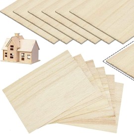 MJIYSGS 12 Pack Paulownia Wood Sheets, 200x100x1mm, Unfinished, Square, Craft Wood Sheets for Airplane, Boat, Model Making