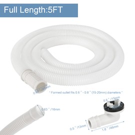 HOXHA 5 Ft Air Conditioner Drain Hose Kit Plastic Tubing for AC Condensate Flexible Durable Drain Hose for Mini Split AC Portable AC Washer Dishwasher Faucet