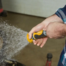 Gilmour Twist Hose Nozzle, Fireman Hose Nozzle for Cleaning and Watering, Heavy Duty Garden Hose Nozzle with Adjustable Spray Pattern, Yellow, Brass