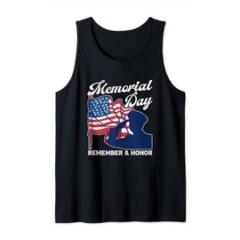 Memorial Day Remember Honor USA Flag Patriotic American Tank Top