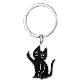 Cute Cat Keychain Funny Gifts for Women Men Cat Lovers Cool Black Cat Stuff Friendship Gift