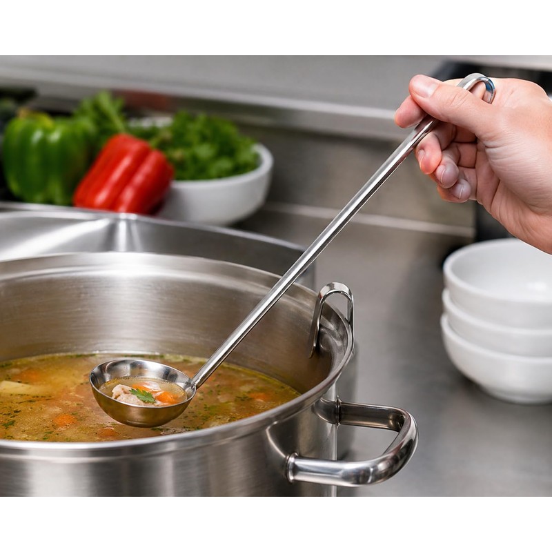 Stainless Steel Soup Ladle with Long Handle, 0.5-16 oz Capacity,