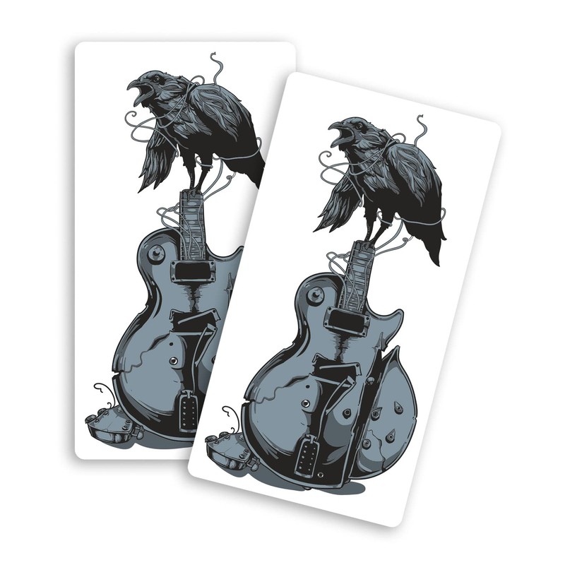 2 x 10cm Black Crow Rock Guitar Vinyl Stickers -