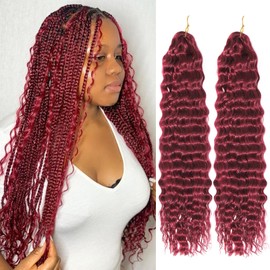 Ocean Wave Crochet Hair 18 Inch 2 Packs Deep Wave Curly Braiding Hair Extensions Synthetic Curly Crochet Hair For Black Women(18inch, 2pack, bug)