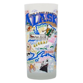 Catstudio Drinking Glass, Alaska Frosted Glass Cup for Kitchen, Drinking Glasses, 15oz Dishwasher Safe Tumbler for Alaska Lovers