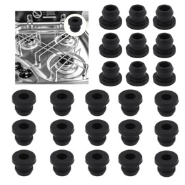 MHMondawn Pack of 24 pot carrier rubbers, rubber feet, rust rubber feet, compatible rust rubber feet for pot supports with 5 mm rods from Smev and Thetford motorhome stoves, accessories, black