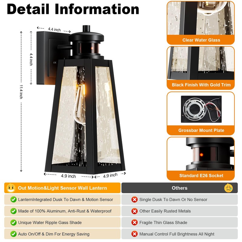 Seovix Motion Sensor Outdoor Lights 2 Pack, Dusk to Dawn