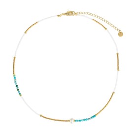 KELITCH Women's Miyuki Beads Necklaces Chain Stackable Choker Necklaces Handmade Jewellery, Pearl, No-Gem-Tye