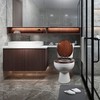 Angel Shield Durable Wood Veneer Natural Toilet Seat Metal Hinged