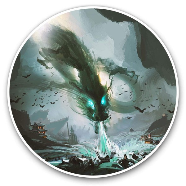 Vinyl Stickers (Set of 2) 10cm - Chinese Dragon Monster