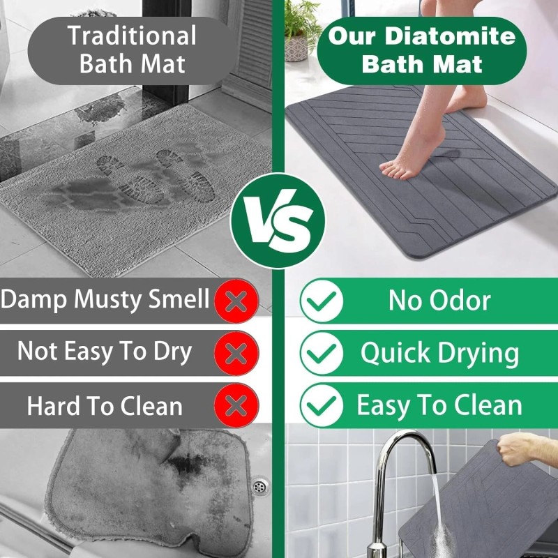 Lydia's Deal Stone Bath Mat Diatomaceous Earth Shower kitchen Super