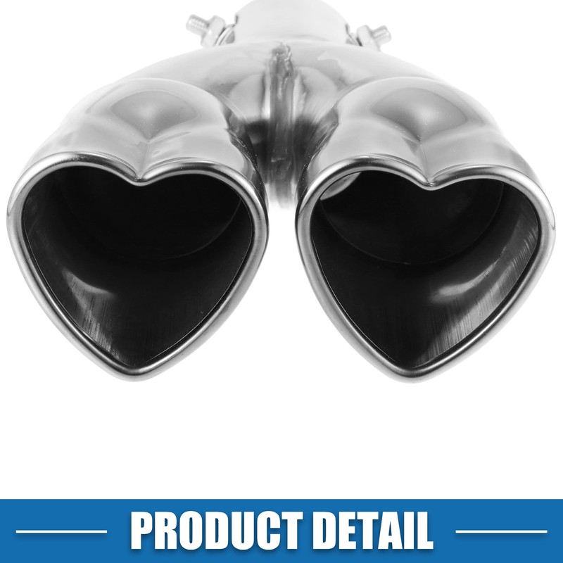 X AUTOHAUX Car Dual Exhaust Tip Pipe Heart Shaped 2.5"