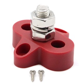 RKURCK M8 (5/16") Single Heavy-Duty Terminal Stud Power and Ground Junction Block （Red）