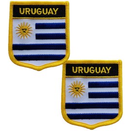 Uruguay Single Flag Embroidered Patches Tactical Morale Applique Fastener Iron On Sew On Emblem Patch 2 Pieces (Uruguay)