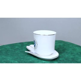 White Evil Eye Of Providence Hamsa Palmistry Hand Palm Mug Cup With Saucer Set