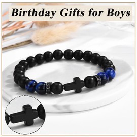 OAVOOK 16th Birthday Gifts for Teen Boys 16 Year Old Boys Cross Bracelets for Son, Grandson, Friends, Brother