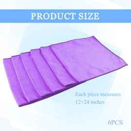 Wogomz 6PCS Microfiber Glass Cleaning Cloth, 12"×24" Fish Scale Cloth for Car Glass & Window Cleaning, Lint-Free Streak-Free, Multi-Purpose Mirror Washing Towels, Car Cleaning Supplies (Purple)