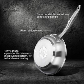 Duxtop Professional Stainless Steel Fry Pan, Induction Ready Cookware with Impact-bonded Technology, 9.5 Inches