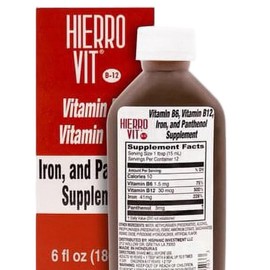 Hierro Vit B12 Antianemia Supplement 180ml – Iron, B6 & B12 Liquid Formula for Energy Boost, Anemia Support, and Daily Wellness Care for Adults