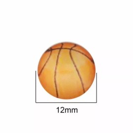Unbranded 10 pcs Circle Basketball Ball Sports Glass Round Dome Tiles Cabochons – 12mm