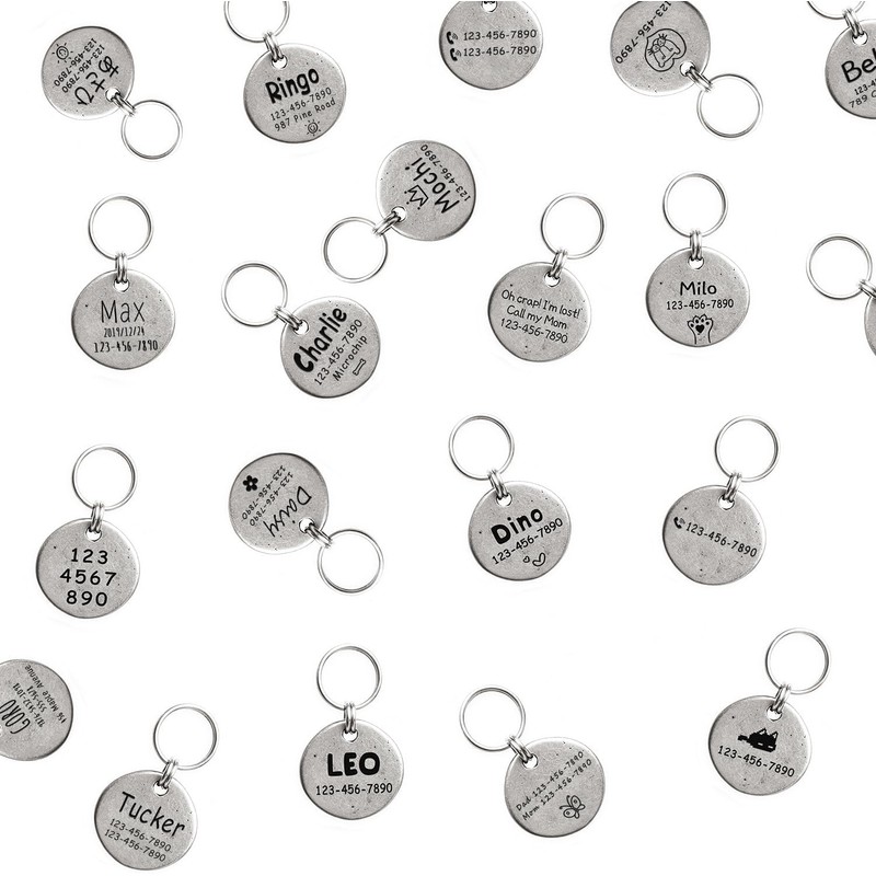 Etiquetas Collares Gatos Perros Placas de Identificación, Diseño Artesanal Único