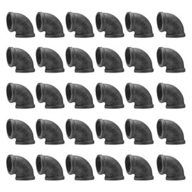 1/2" Threaded Elbow, Home TZH DN15 Threaded Cast Black Malleable Iron for Steampunk Vintage Shelf Bracket DIY Plumbing Pipe Decor Furniture (30, 1/2")