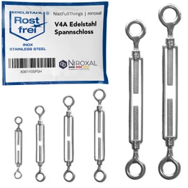 Pack of 10 Stainless Steel Turnbuckles with Two Eyelets Rust-Proof V4A in Accordance with DIN 1480 1478 Rope Tensioner Eyelet Screw Tensioner M6 mm