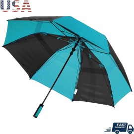 Unbranded Auto Open Folding Umbrella Wind Resistant 2 Person Canopy UPF 50 Vented Teal