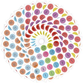 500pcs Self Adhesive Number 1-50 Stickers Round Number Labels Multicolor Organising Numbers Stickers for Office Classroom Home