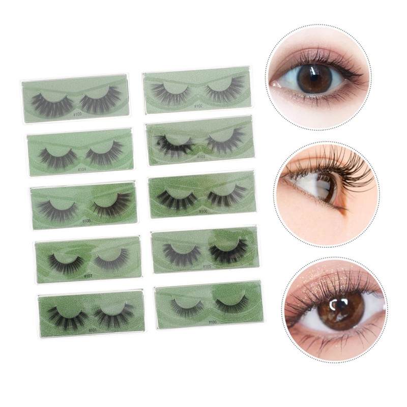 Minkissy 10 Pairs Mixed Eyelashes Set Lash Extensions Natural False