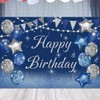 Happy Birthday Backdrop Decoration Navy Blue and Silver Glitter Balloons