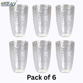 eMKay® Pack of 6 Reusable Dimple Plastic Tumblers (650ml) Clear Shatterproof Beakers for Water, Juice & Soft Drinks, Stackable Glasses, Durable PS Plastic – Ideal for Outdoor Use, Picnics, Camping etc