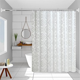 Lkw Ogechi Washable Shower Curtain 180x200 CM White Flower, 200 Drop Large Waterproof Plastic Bathroom Curtain, Wet Room Shower Curtain White Flower, Easy Dry Shower Curtain Flower, Mold Proof