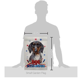 Breeze Decor Patriotic Black Tan Dachshund Garden Flag-Set Wood Dowel Dog Puppy Spoiled Paw Canine Fur Pet Nature Farm Animal Creature House Banner Small Yard Gift Double-Sided, Made in USA