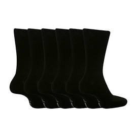 6 Pairs Mens BIGFOOT Gentle Grip Loose Top Socks Size 12-14 Uk, Plain Colours (All Black)