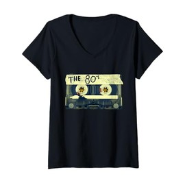 Womens Retro 80's Mix Tape V-Neck T-Shirt