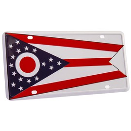 Pickwicks Ohio State Flag License Plate – Embossed Aluminum – Buckeye State Pride – Decorative Car Tag – 6”x12” Novelty Metal Sign (Ohio)